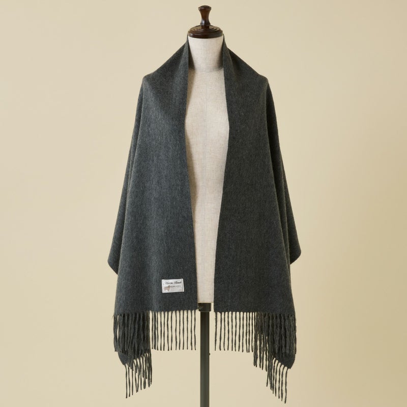 【長寿祝いギフトセット】カシミヤ100%無地ストール＜チャコール＞