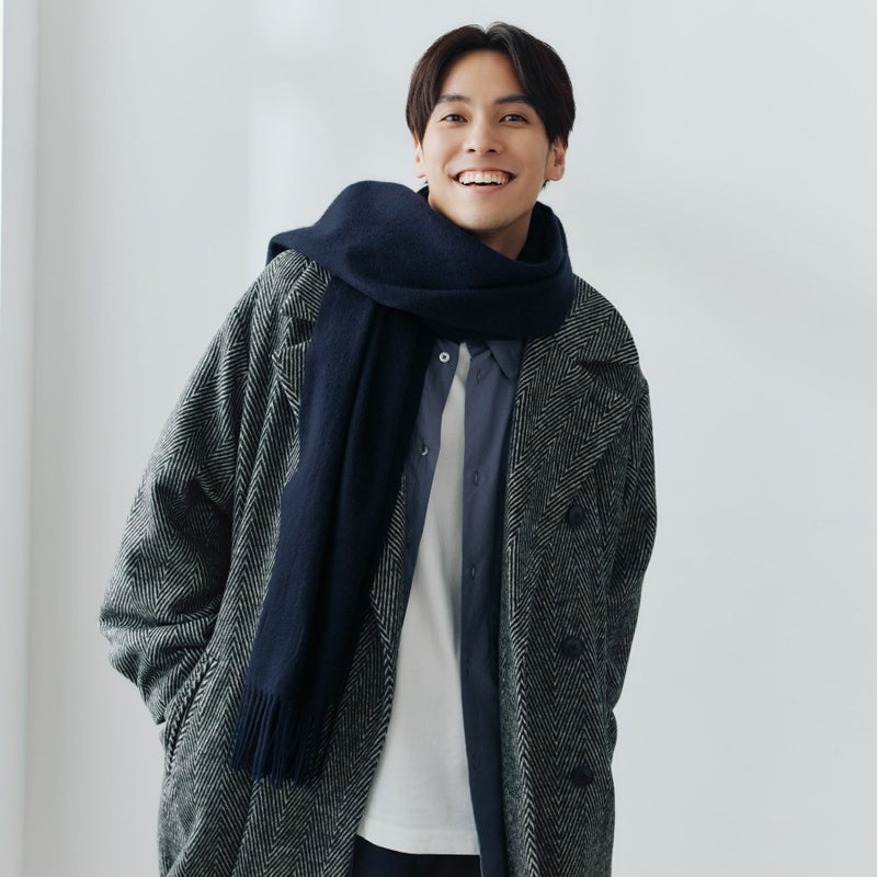 【長寿祝いギフトセット】カシミヤ100%無地ストール＜ネイビー＞