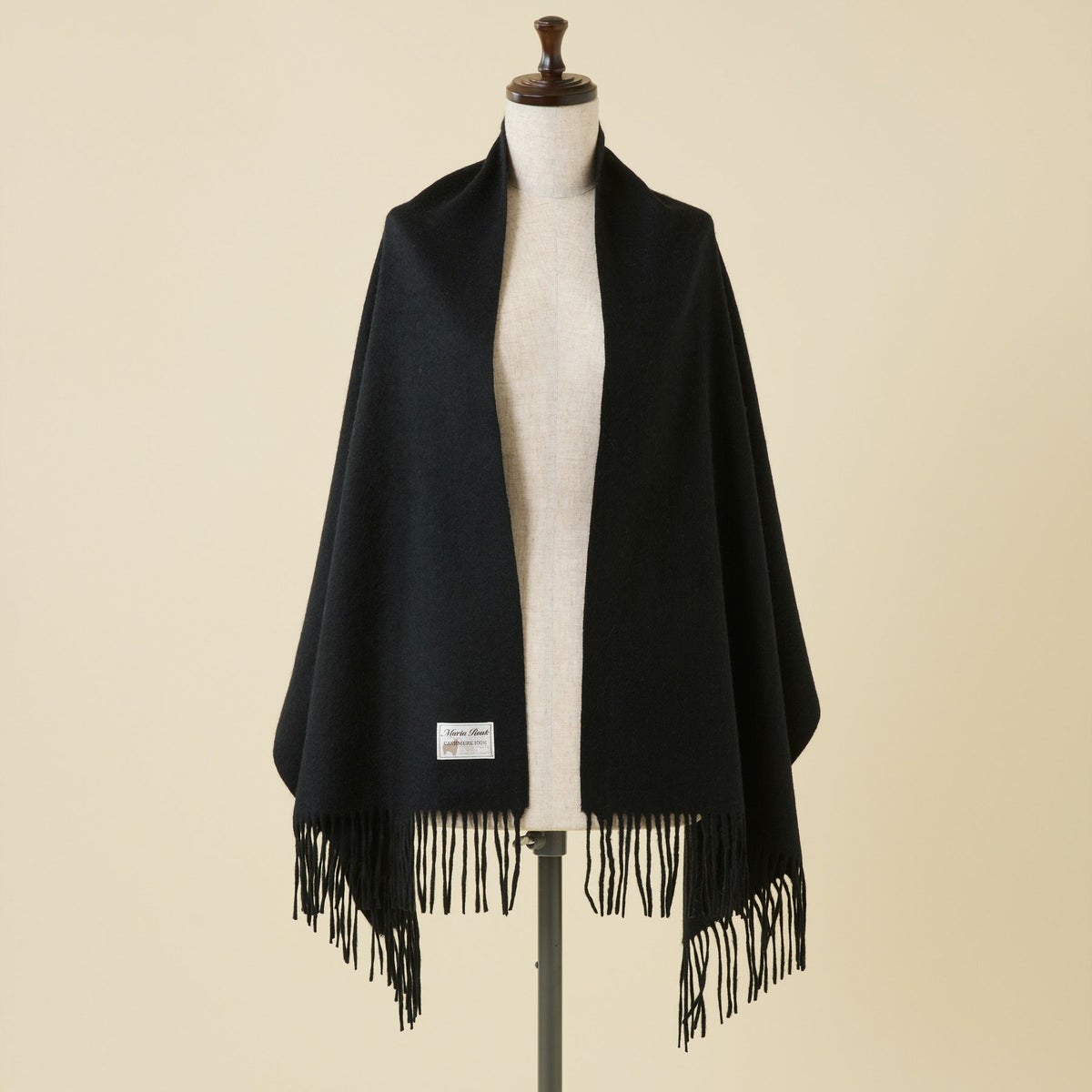 【長寿祝いギフトセット】カシミヤ100%無地ストール＜ブラック＞