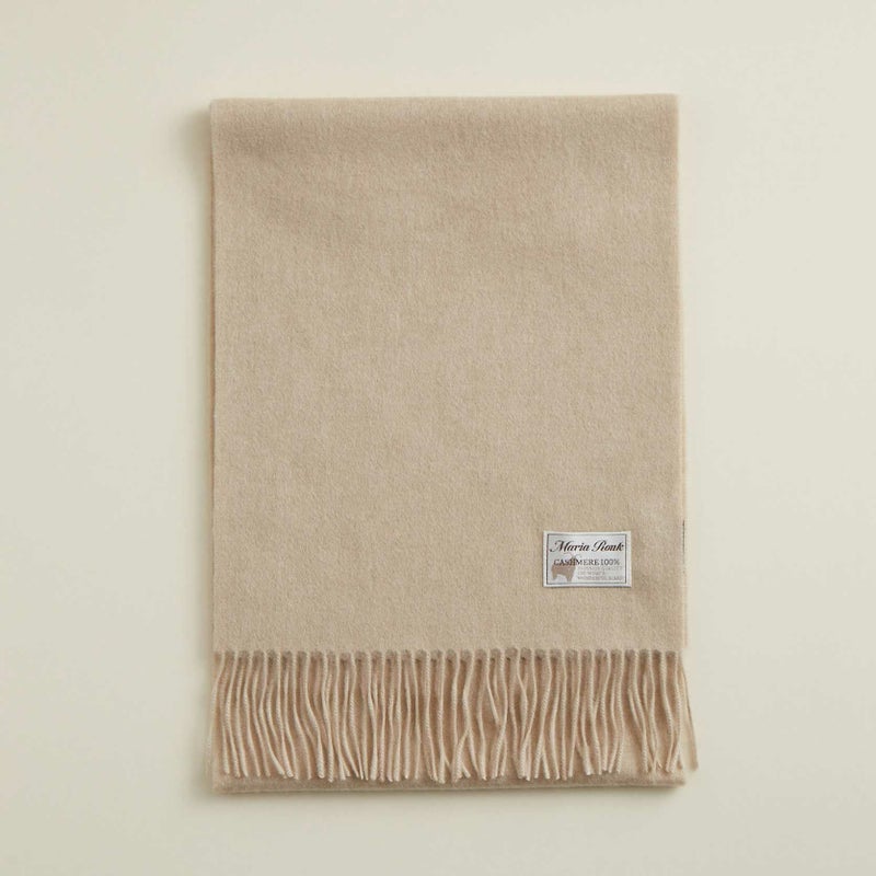 【長寿祝いギフトセット】無染色カシミヤ100%無地マフラー＜ベージュ＞