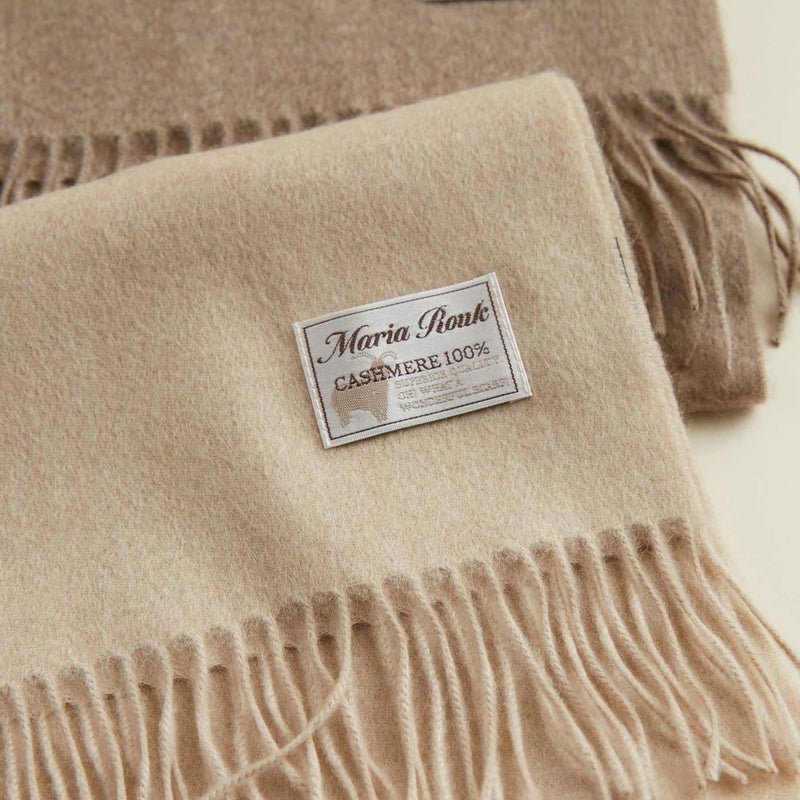 【長寿祝いギフトセット】無染色カシミヤ100%無地マフラー＜ベージュ＞