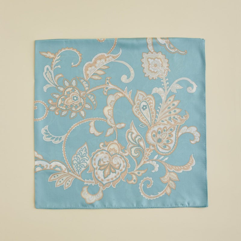 ペルシャ柄スカーフ＜ブルー＞　