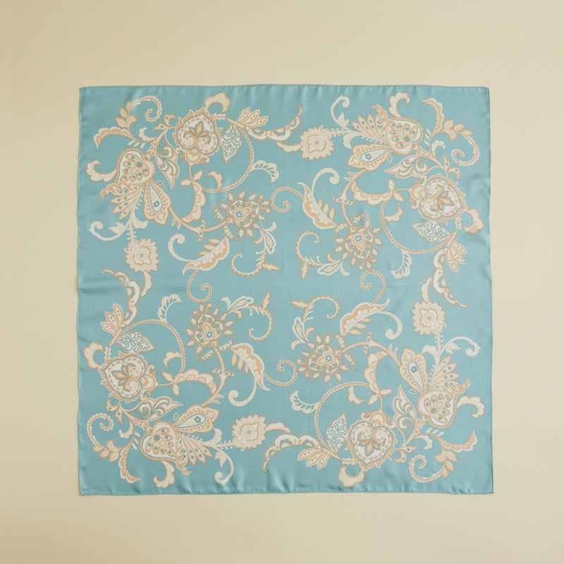 ペルシャ柄スカーフ＜ブルー＞　