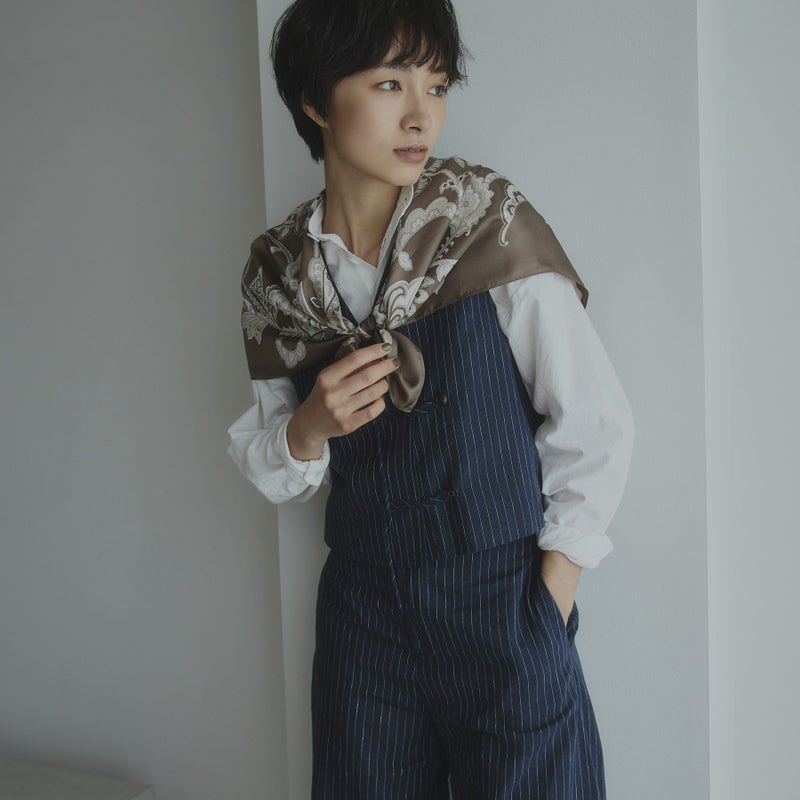 ペルシャ柄スカーフ＜ブラウン＞　シルク100%　日本製