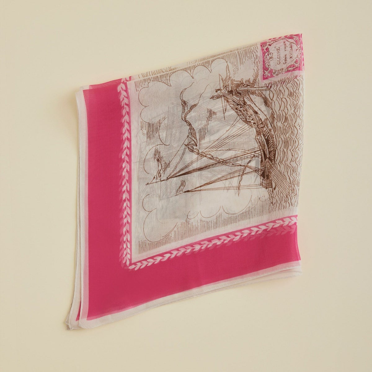  マリンスカーフ＜ピンク＞　シルク100%　日本製