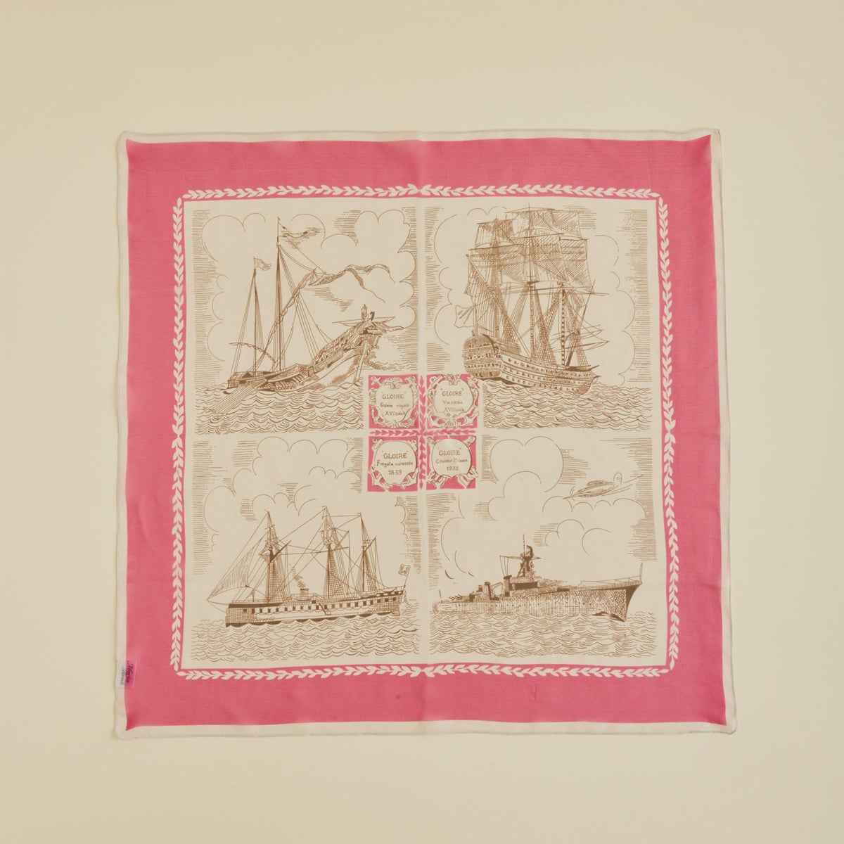  マリンスカーフ＜ピンク＞　シルク100%　日本製