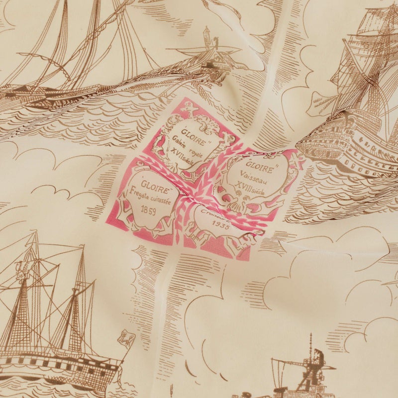  マリンスカーフ＜ピンク＞　シルク100%　日本製