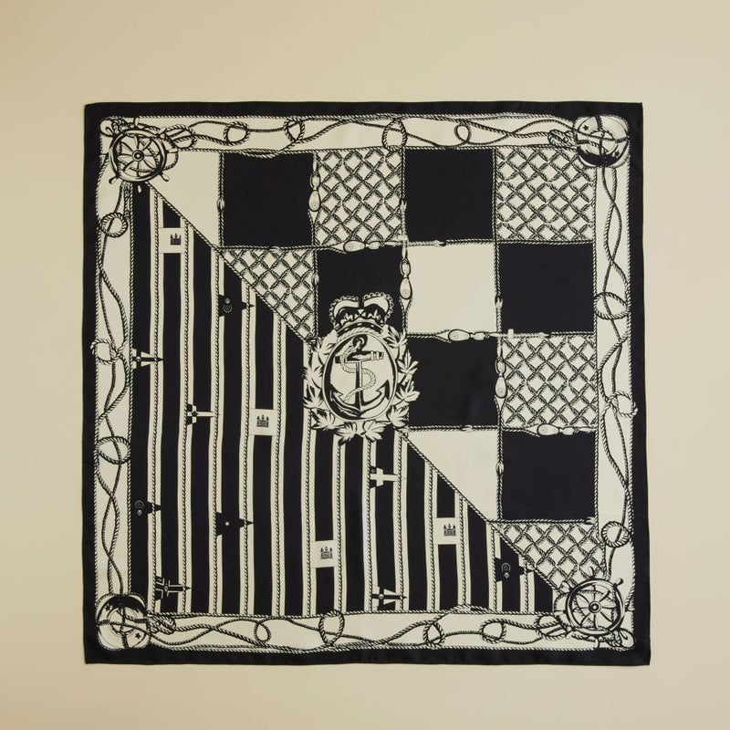 ロープマリンスカーフ＜ブラック＞　シルク100%　日本製