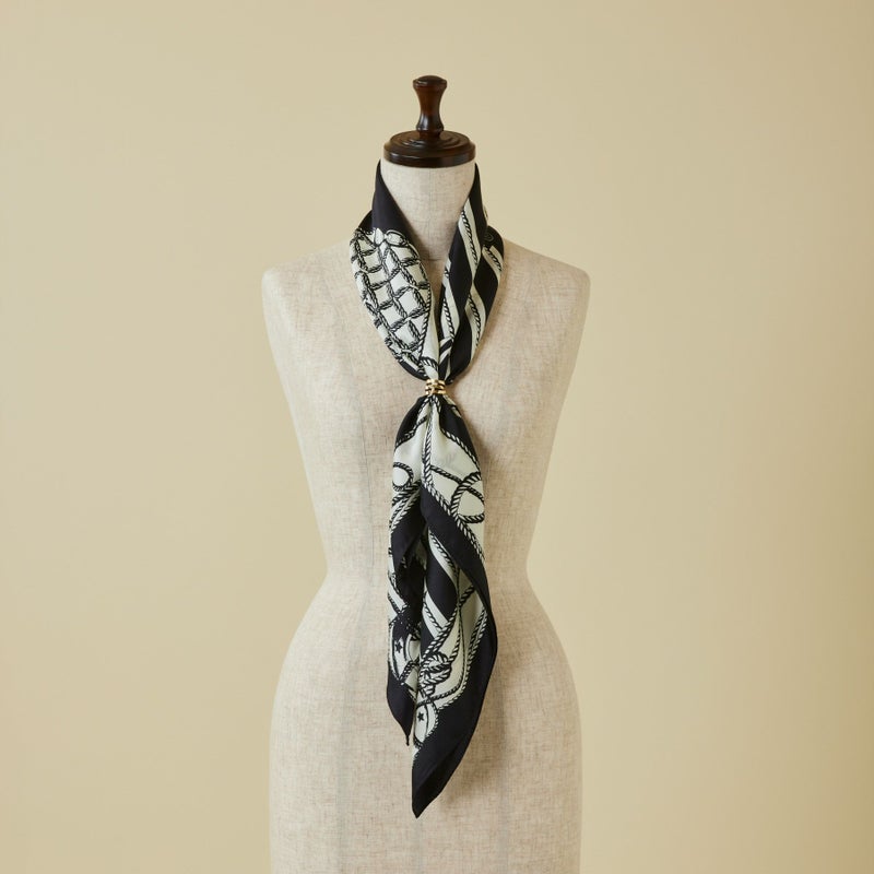 ロープマリンスカーフ＜ブラック＞　シルク100%　日本製