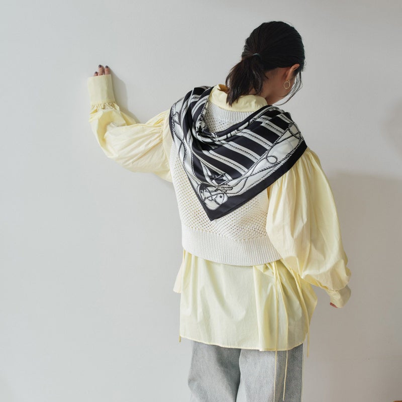 ロープマリンスカーフ＜ブラック＞　シルク100%　日本製