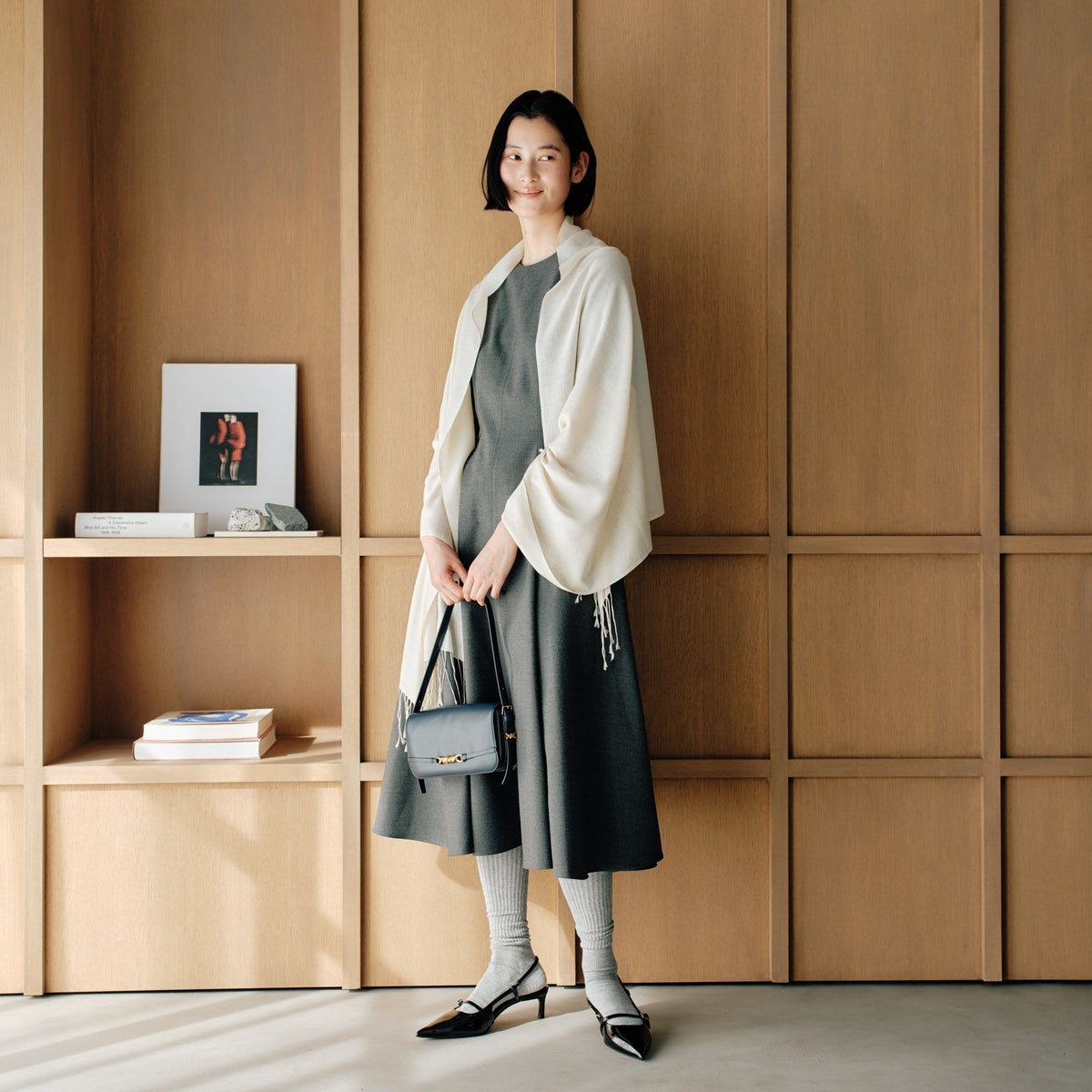 シルクカシミヤストール＜ホワイト＞