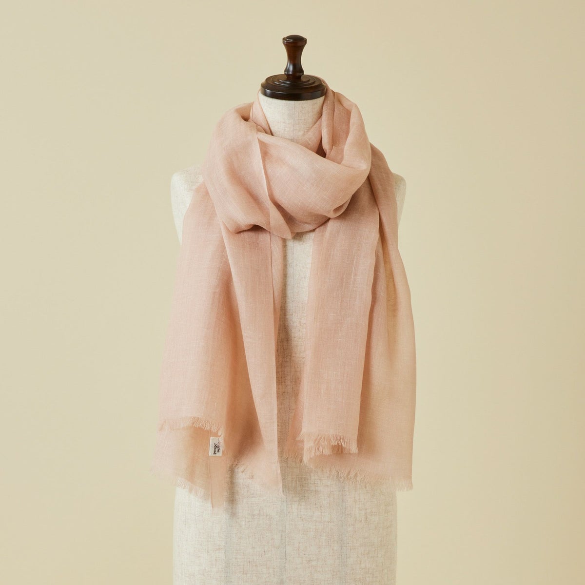 カシミヤリネンストール＜ピンクベージュ＞