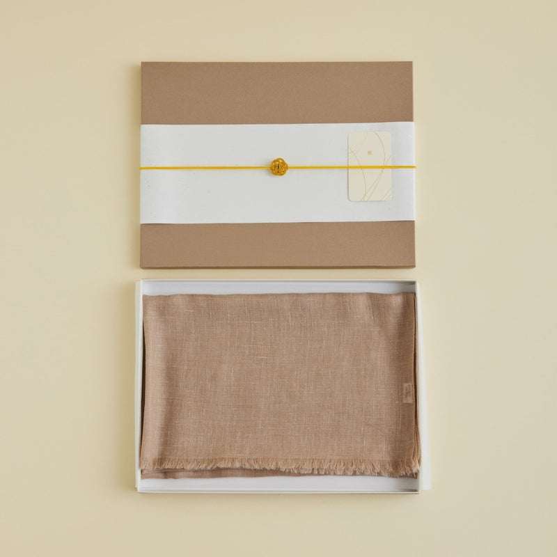 長寿祝いギフトセット】カシミヤリネンストール＜モカ＞