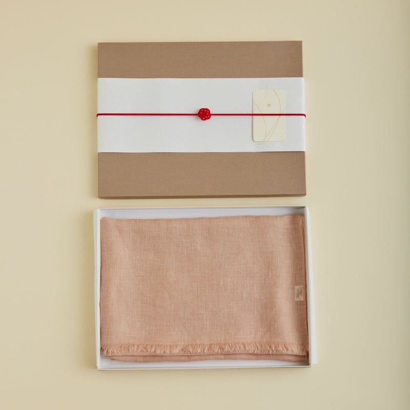 【長寿祝いギフトセット】カシミヤリネンストール＜ピンクベージュ＞
