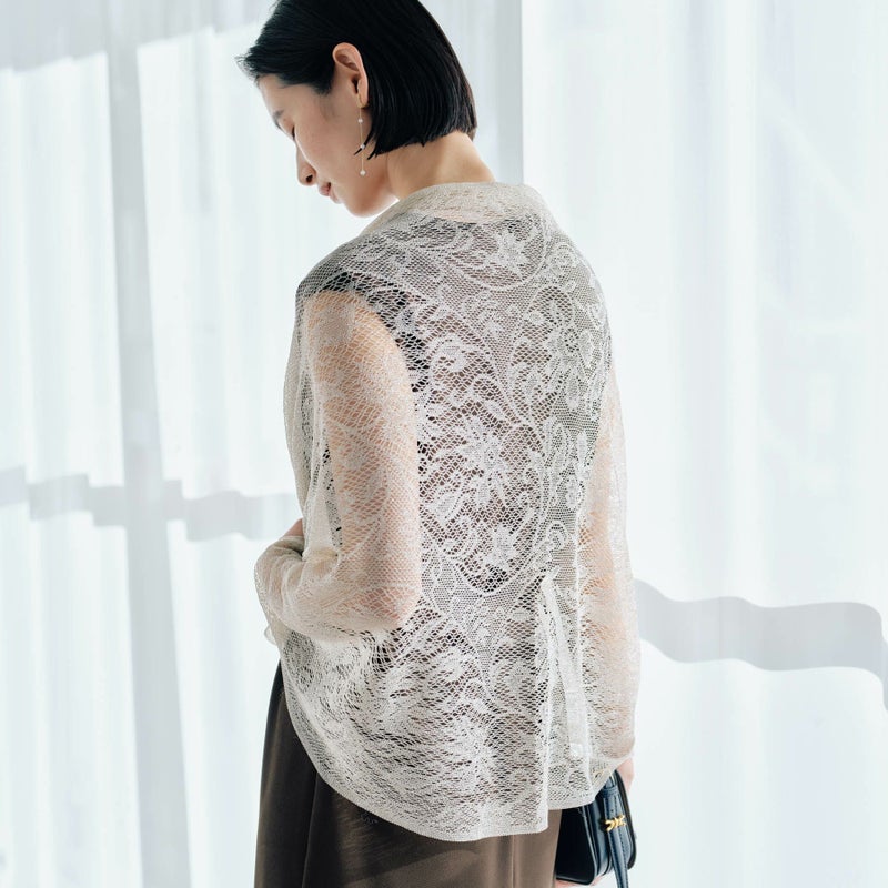  フラワーラメレースストール＜ベージュ＞