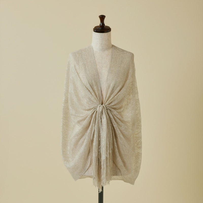  フラワーラメレースストール＜ベージュ＞