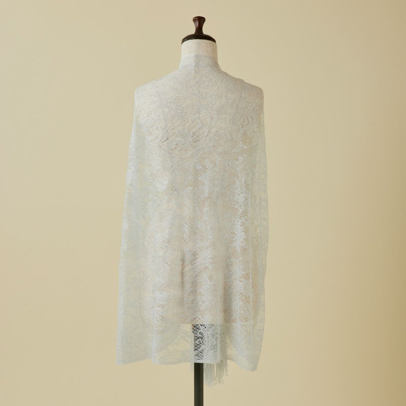 フラワーラメレースストール＜シルバー＞