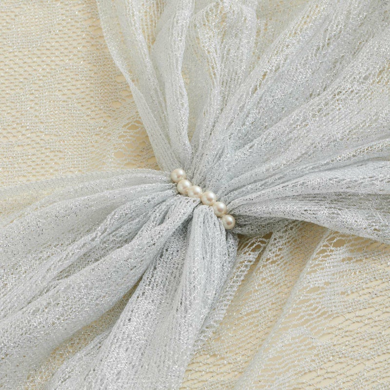 フラワーラメレースストール＜シルバー＞