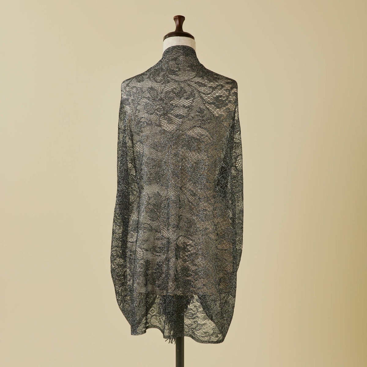 フラワーラメレースストール＜ブラック＞