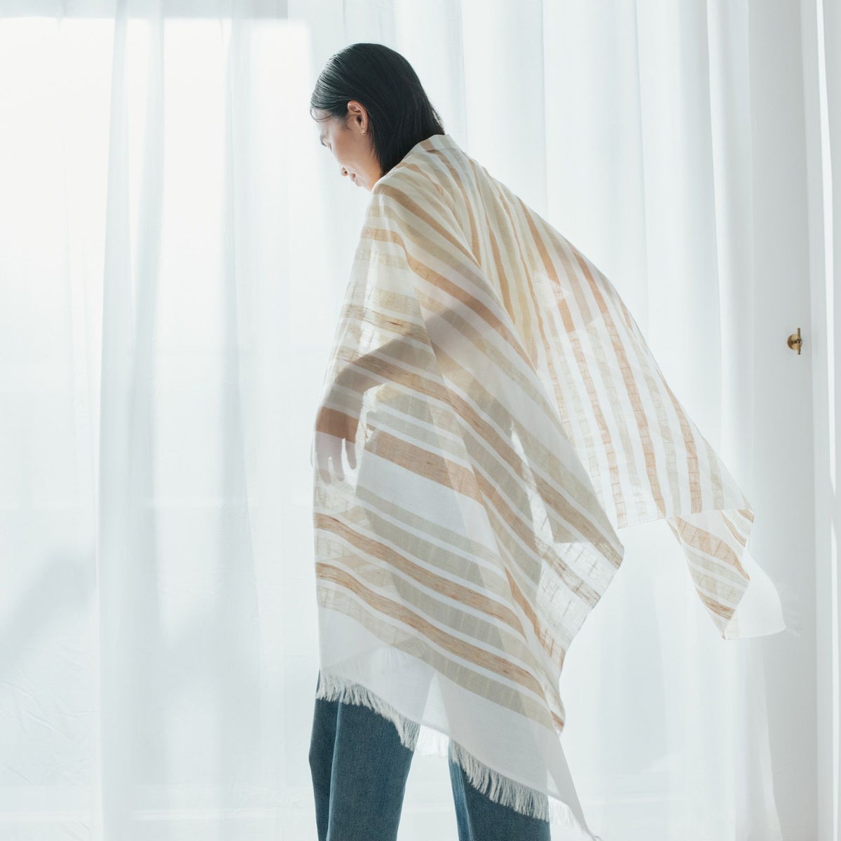  イタリア製 ランダムボーダーラメストール