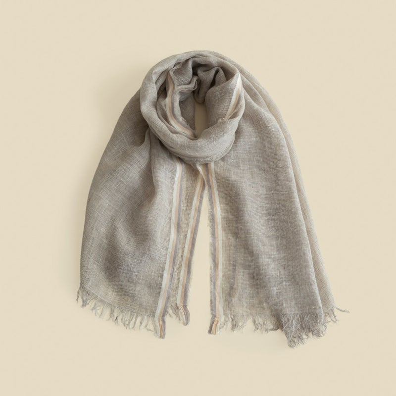  イタリア製 サイドラインリネンストール＜グレー＞