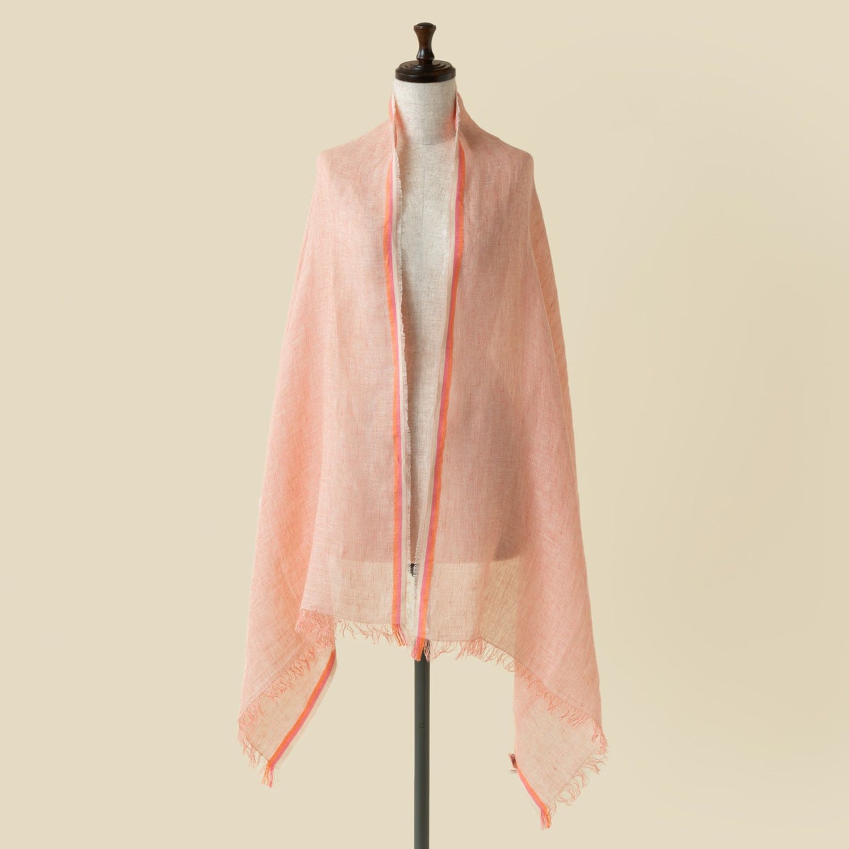  イタリア製 サイドラインリネンストール＜ピンク＞