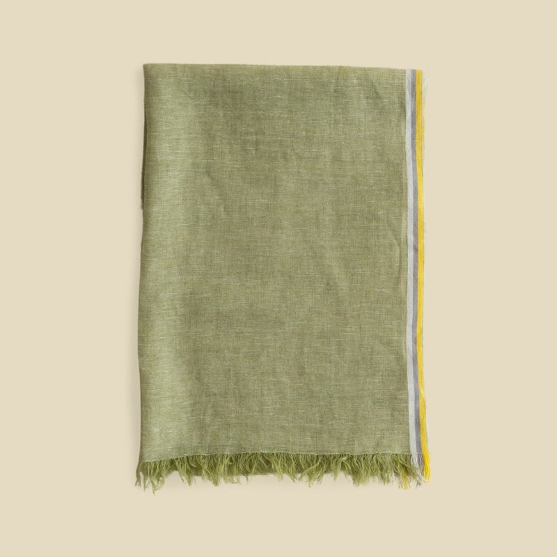 イタリア製 サイドラインリネンストール＜グリーン＞