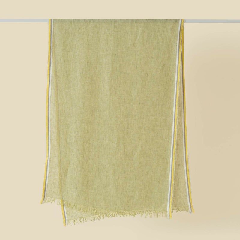 イタリア製 サイドラインリネンストール＜グリーン＞