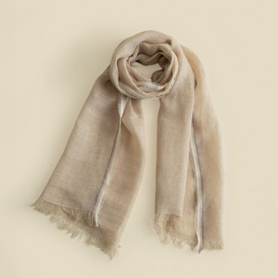  イタリア製 サイドラインリネンストール＜ベージュ＞