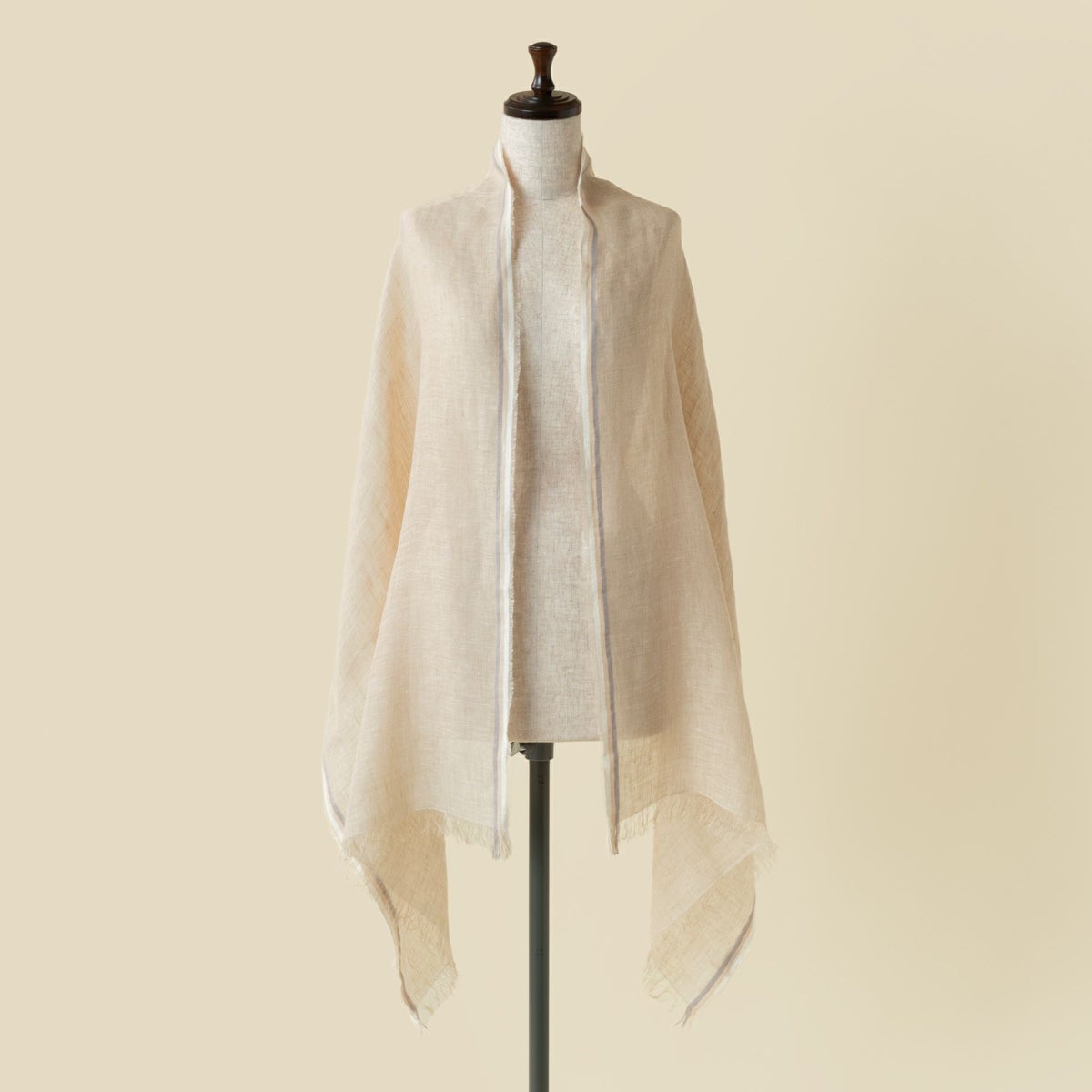  イタリア製 サイドラインリネンストール＜ベージュ＞