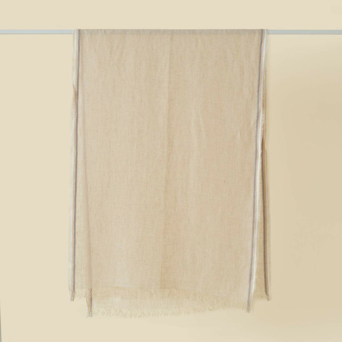  イタリア製 サイドラインリネンストール＜ベージュ＞