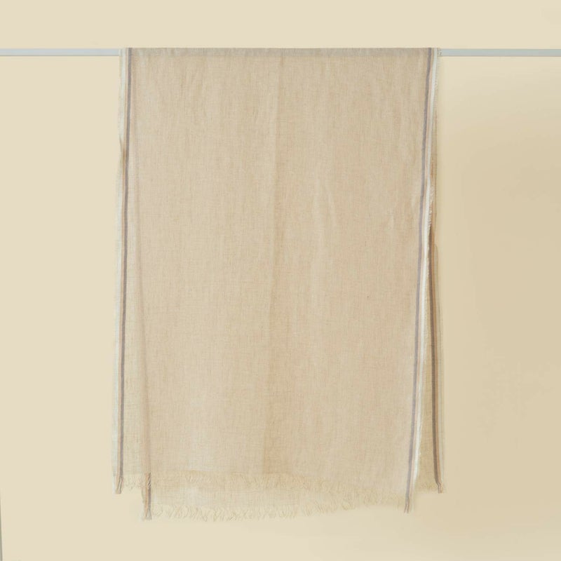  イタリア製 サイドラインリネンストール＜ベージュ＞