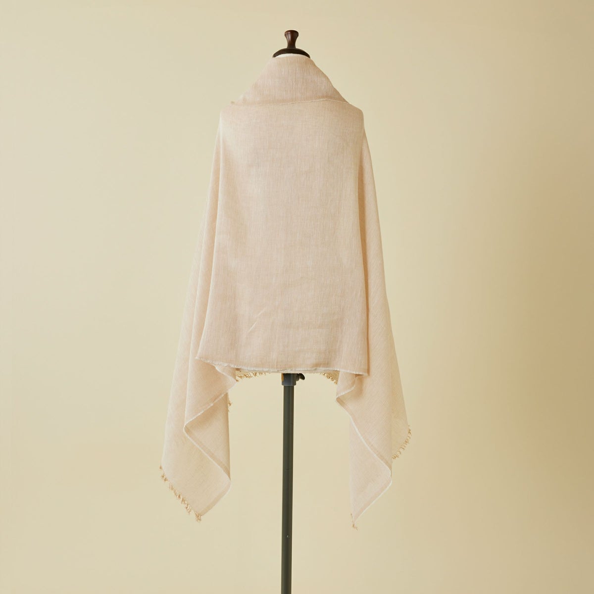 【長寿祝いセット】大判リネンコットンストール＜ベージュ＞ イタリア製