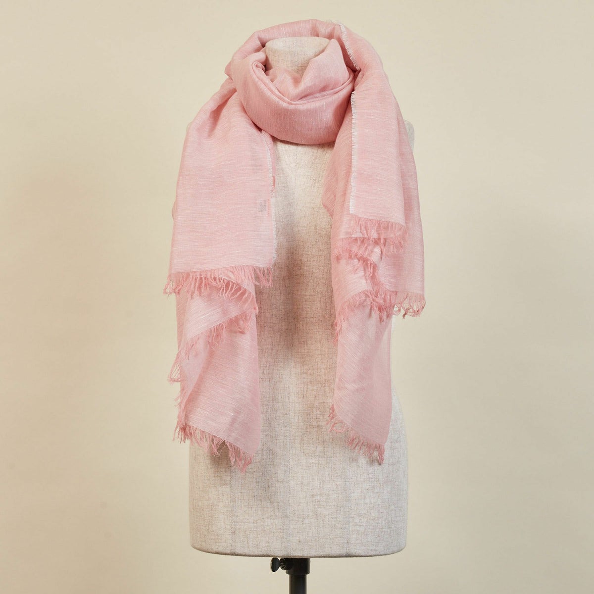 【長寿祝いセット】大判リネンコットンストール＜ピンク＞ イタリア製