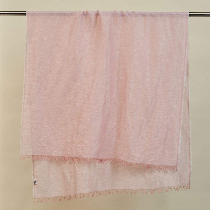 【長寿祝いセット】大判リネンコットンストール＜ピンク＞ イタリア製
