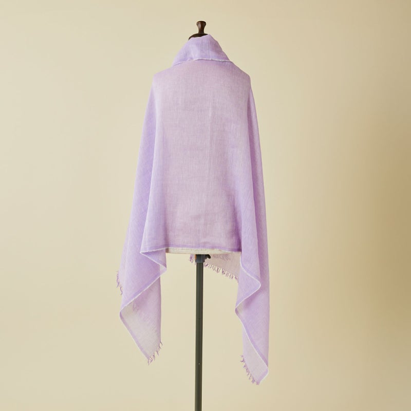 【長寿祝いセット】大判リネンコットンストール＜パープル＞ イタリア製