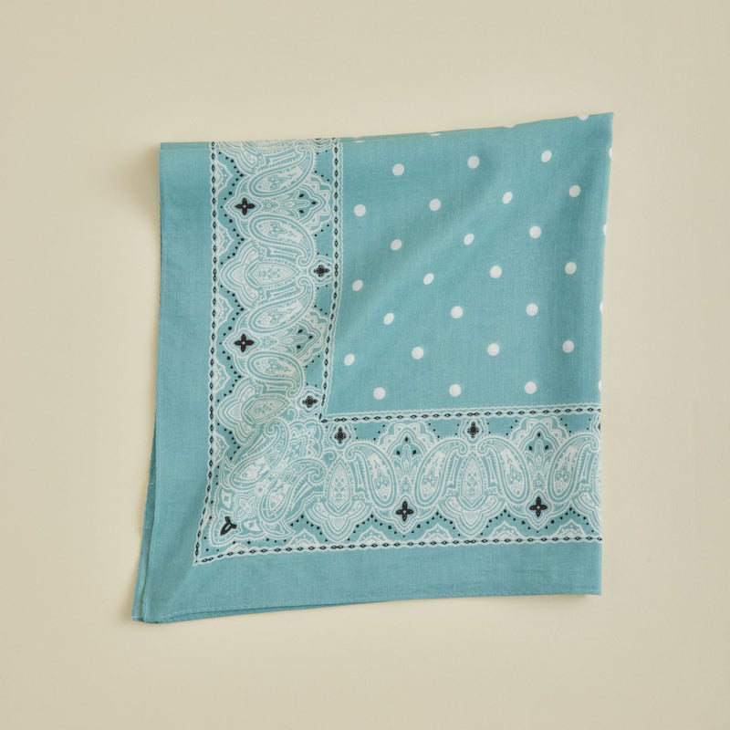 シルク綿ペイズリーウォッシャブルスカーフ＜ターコイズ＞　日本製