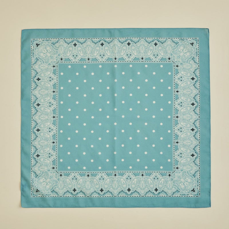 シルク綿ペイズリーウォッシャブルスカーフ＜ターコイズ＞　日本製