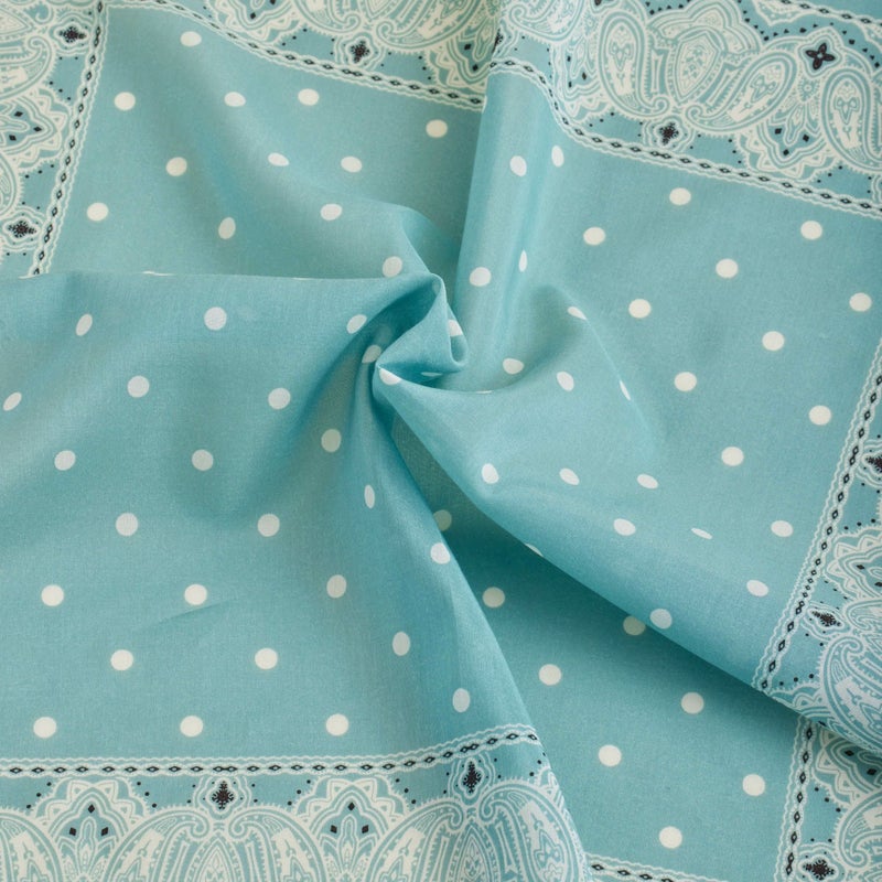 シルク綿ペイズリーウォッシャブルスカーフ＜ターコイズ＞　日本製