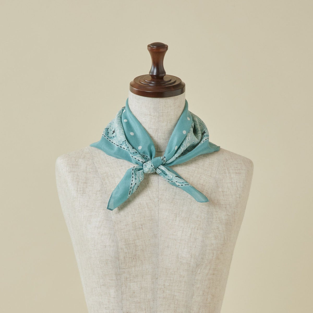シルク綿ペイズリーウォッシャブルスカーフ＜ターコイズ＞　日本製