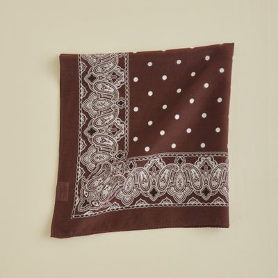 日本製 シルク綿ペイズリーウォッシャブルスカーフのブラウン