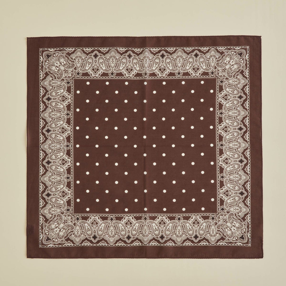 シルク綿ペイズリーウォッシャブルスカーフ＜ブラウン＞　日本製