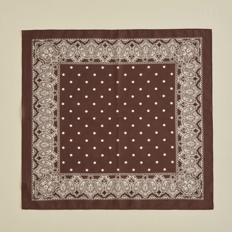 シルク綿ペイズリーウォッシャブルスカーフ＜ブラウン＞　日本製