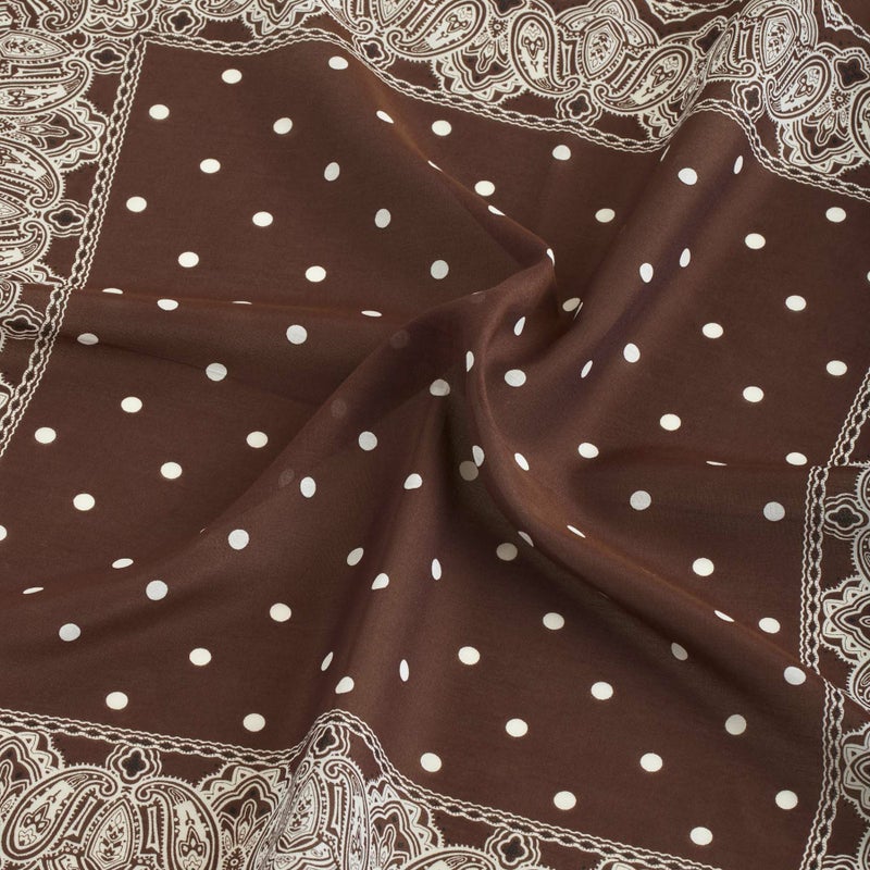 シルク綿ペイズリーウォッシャブルスカーフ＜ブラウン＞　日本製