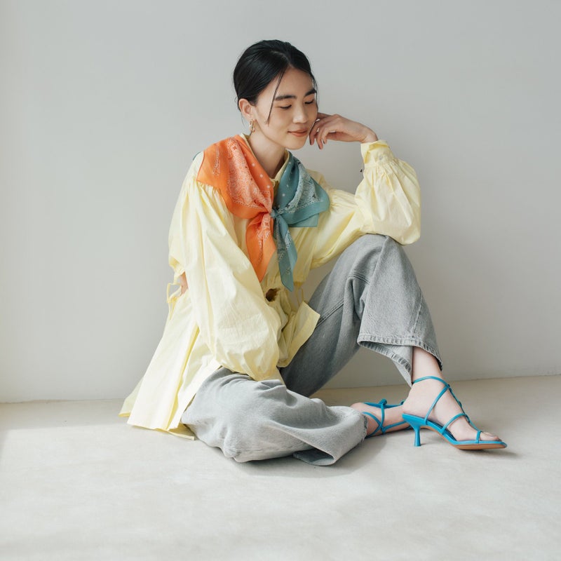 シルク綿ペイズリーウォッシャブルスカーフ＜オレンジ＞　日本製