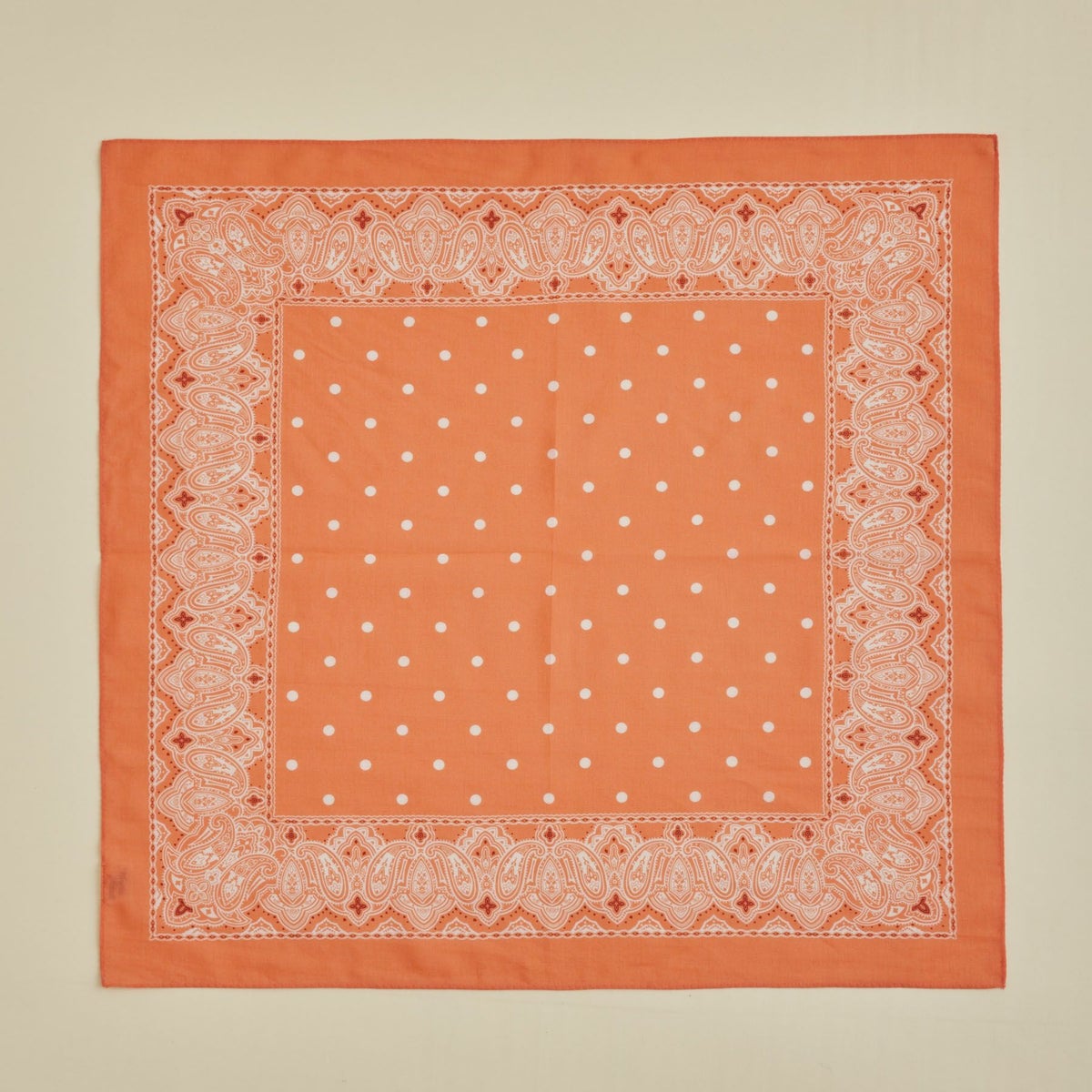 シルク綿ペイズリーウォッシャブルスカーフ＜オレンジ＞　日本製