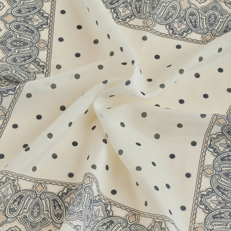 シルク綿ペイズリーウォッシャブルスカーフ＜アイボリー＞　日本製