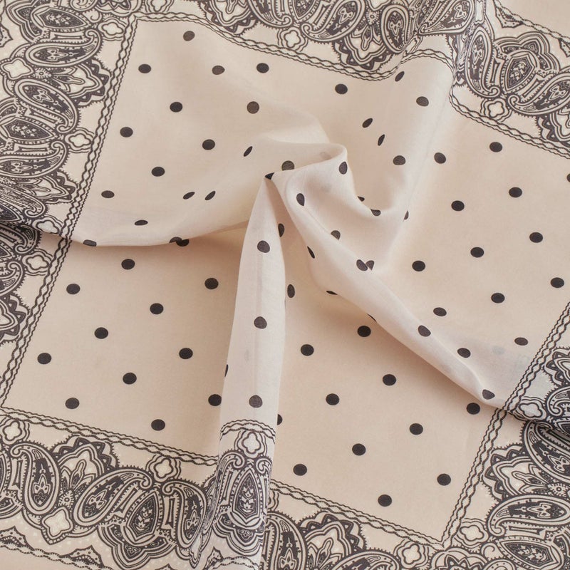 シルク綿ペイズリーウォッシャブルスカーフ＜サンドベージュ＞　日本製