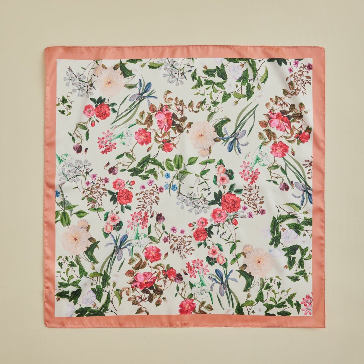 小花柄ウォッシャブルスカーフ＜オレンジ＞　イタリア製