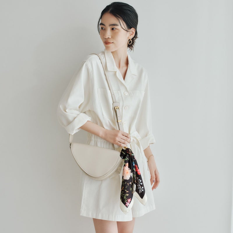  小花柄ウォッシャブルスカーフ＜オフホワイト＞　イタリア製